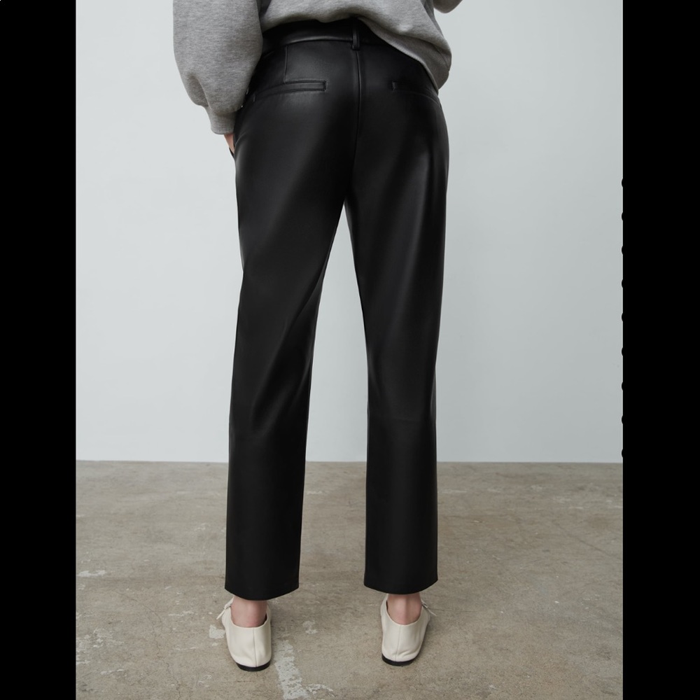 New Zara Faux Leather Pants Black - Picture 6 of 13